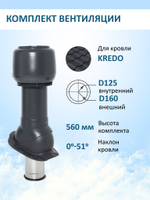 Колпак D160, вент. выход утепленный высотой Н-500, для металлочерепицы Kredo