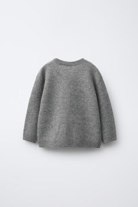 ZARA ТРИКОТАЖНЫЙ СВИТЕР ИЗ 100% КАШЕМИРА, СЕРЫЙ МЕЛАНЖ