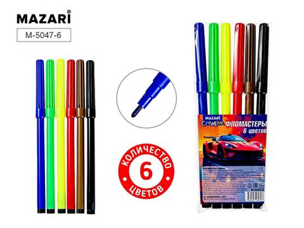 Фломастеры   6цв "Mazari. Машина" вентилир.колпачок