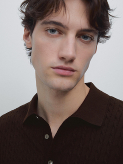 Massimo Dutti Поло из 100% хлопка с узором «косы», бордо