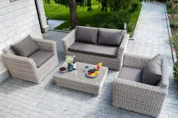 "Капучино" диван из искусственного ротанга двухместный, цвет бежевый