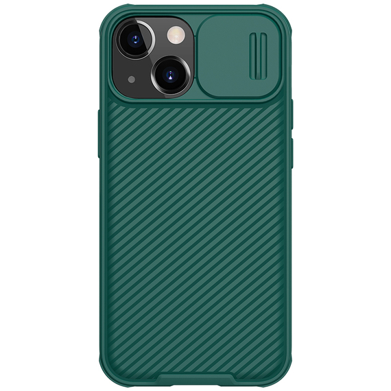 Усиленный чехол зеленого цвета с защитной шторкой для камеры от Nillkin для iPhone 13 Mini, серия CamShield Pro Case