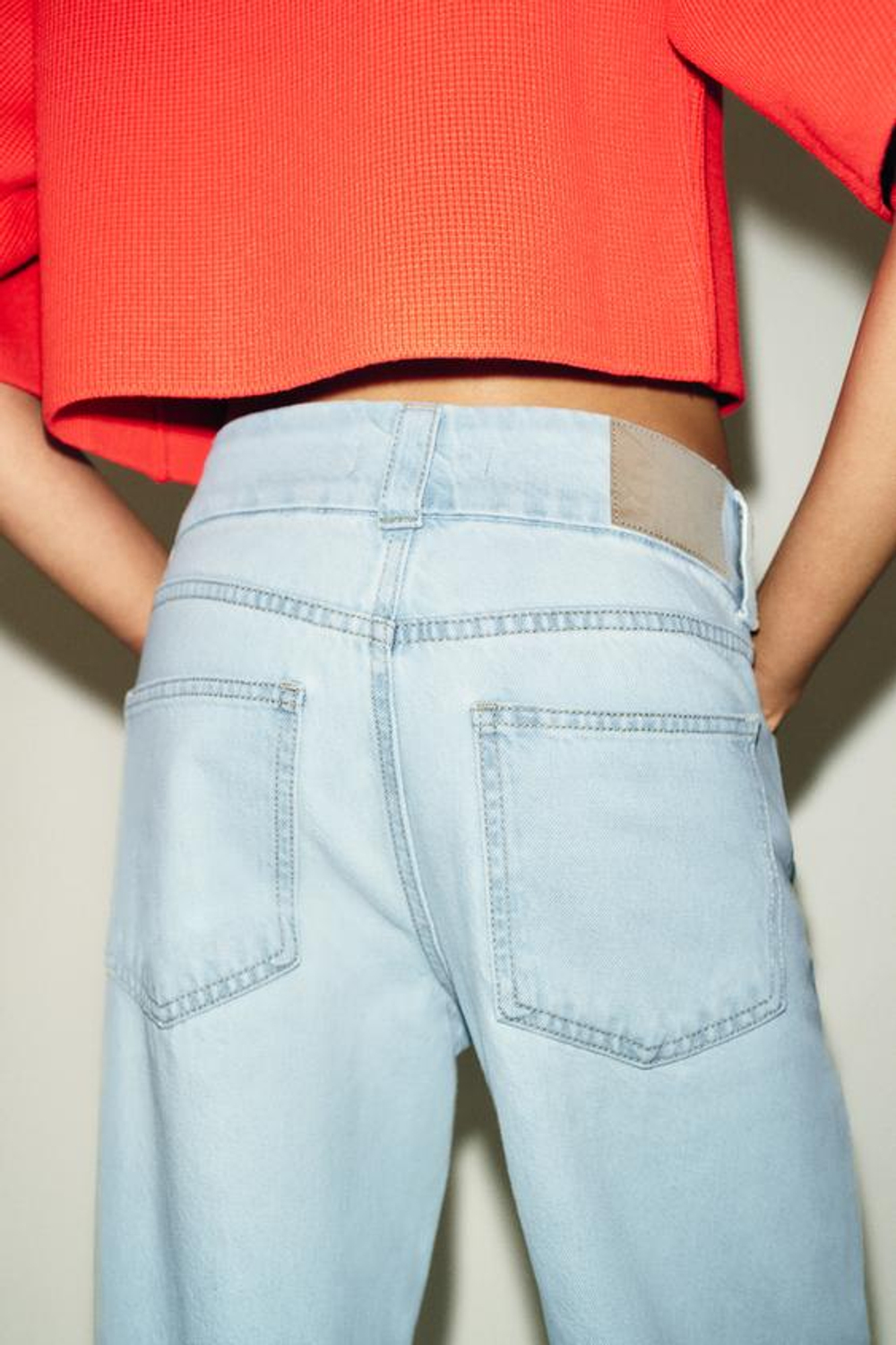 ZARA ДЖИНСЫ Z1975 STRAIGHT С ВЫСОКОЙ ПОСАДКОЙ И ШИРОКИМ ПОЯСОМ, ГОЛУБОЙ