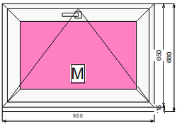 Пластиковое окно 650 х 950 фрамуга (форточка) ТермА Эко + Москитная сетка