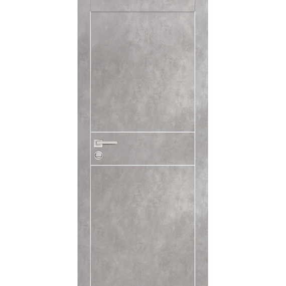 Фото межкомнатной двери экошпон Profilo Porte PX-15 серый бетон с алюминиевой кромкой с 2-х сторон