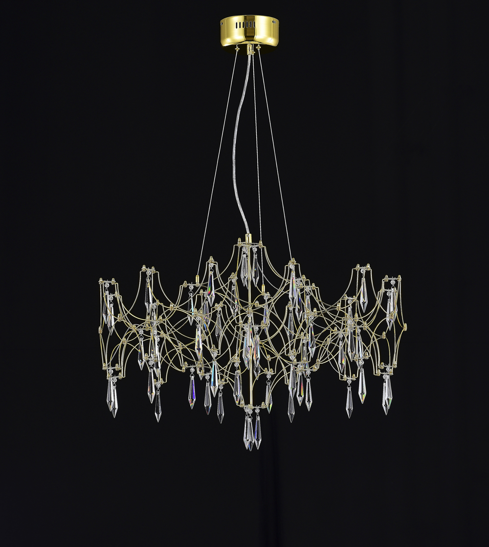 Подвесная люстра светодиодная с пультом и хрустальными подвесками Asfour MyFar Ileria MR2652-57P-76AP