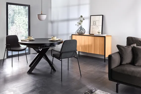 Стол раздвижной Vashti 120-160 см черная керамика