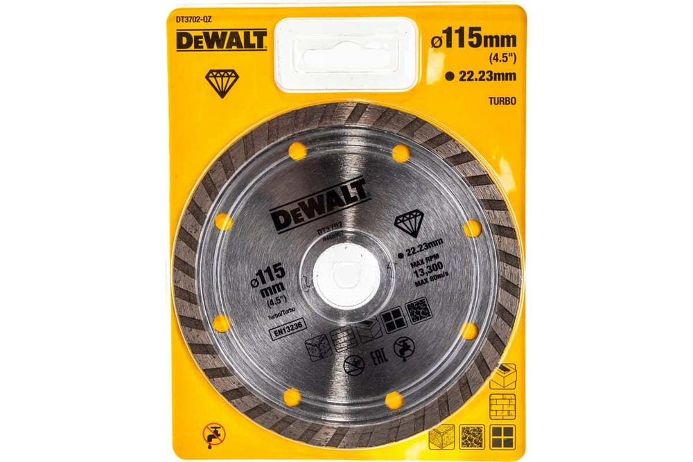 Диск алмазный отрезной Turbo (115х22.2 мм) для УШМ DEWALT DT 3702