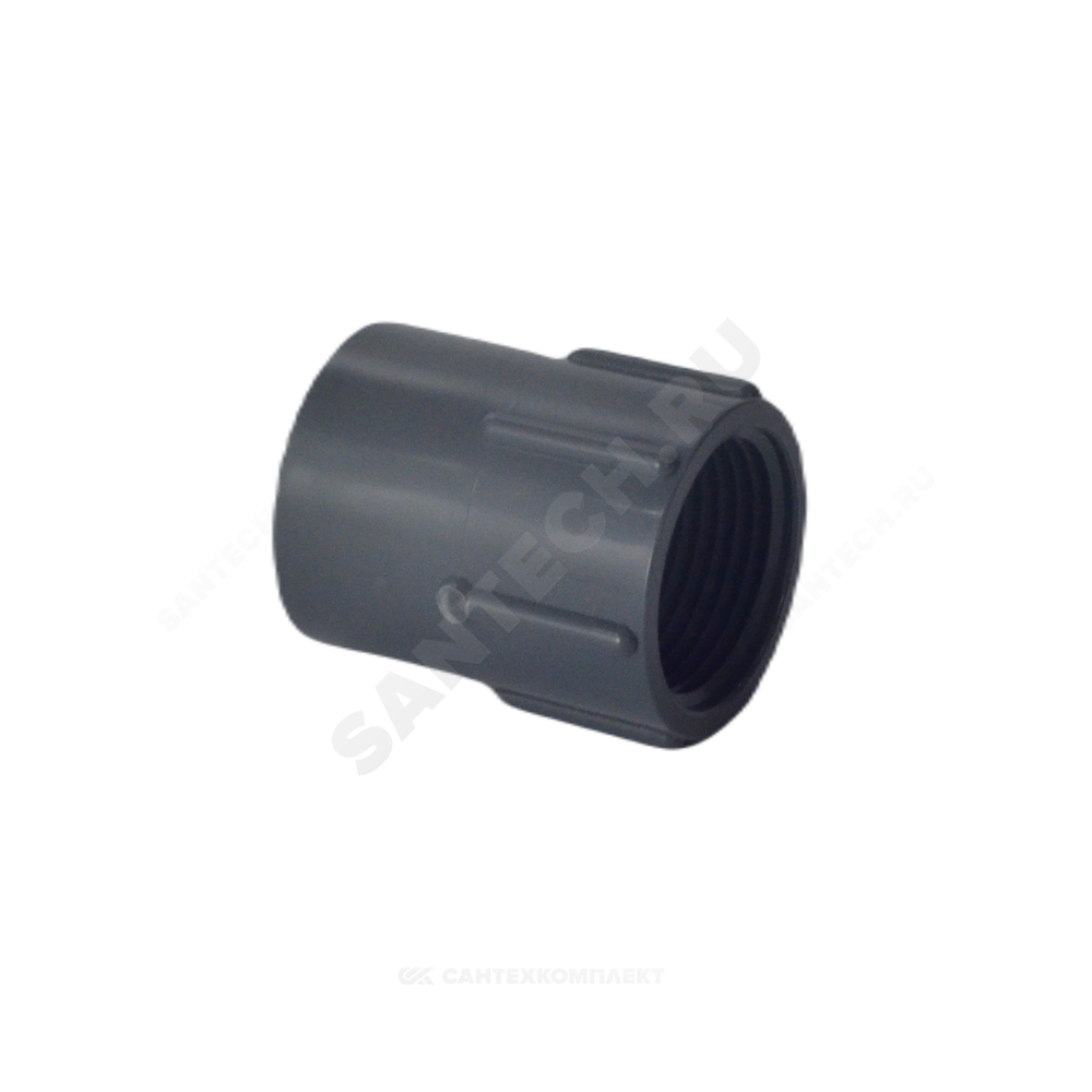 Муфта НПВХ Дн 32х1" Ру16 серая напорная ВР под клеевое соединение Aquaviva FTH032C