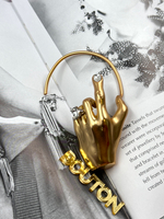 Моносерьга Скиап. матовое золото "Ладонь со стразами"