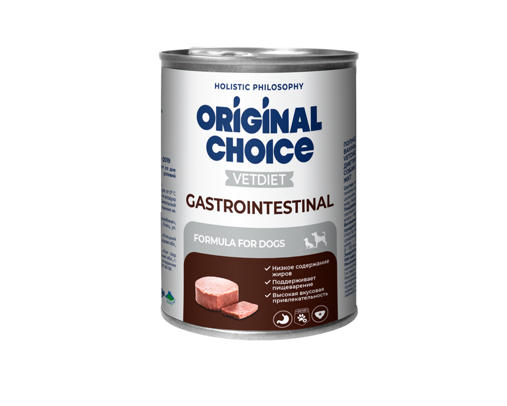 Консервы ORIGINAL CHOICE VETDIET Gastrointestinal для собак профилактика болезней ЖКТ 340 г