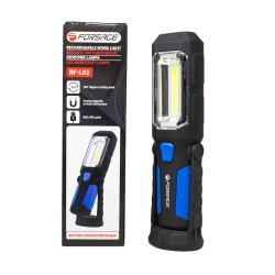 Лампа светодиодная аккумуляторная(4W COB+1W,2 магнита,крючок,180гр.,250Lm,1200mAh,USB провод,время раб.5ч,время заряд.3ч) Forsage F-RF-L02
