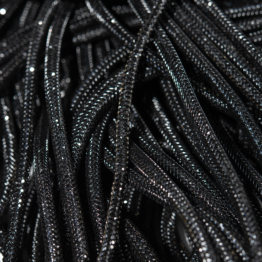 Черный стразовый шнур, черные кристаллы, 4мм