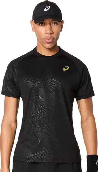 Мужская теннисная футболка Asics Match Short Sleeve Top Night Energy - performance black