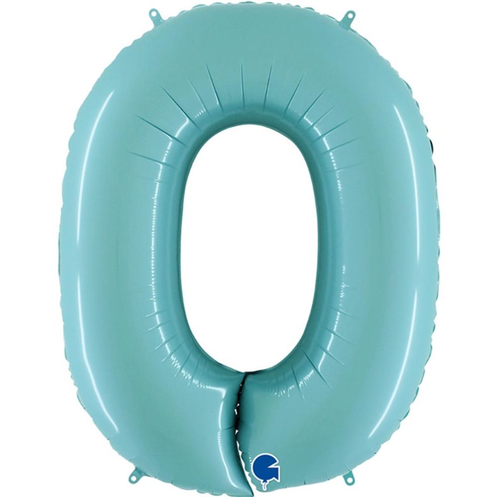 G Шар 40" / 102 см "Цифра 0" Пастель голубой (БГ-60)  Изображение3