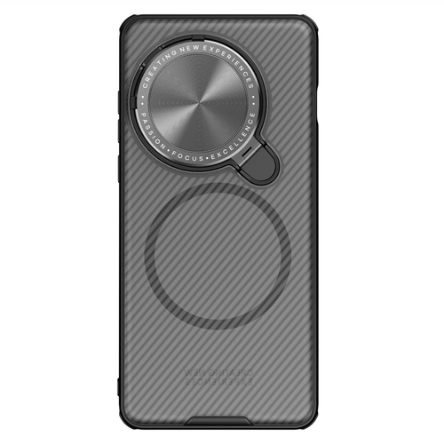 Чехол прозрачный тонированный (Transparent Black) от Nillkin с металлической крышкой и MagSafe на OnePlus 13, серия CamShield Prop Magnetic Case