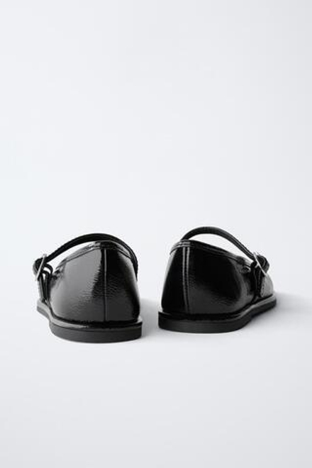 ZARA ЛАКИРОВАННЫЕ БАЛЕТКИ, ЧЕРНЫЙ