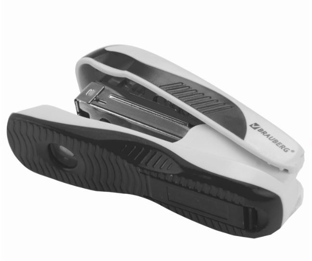 Степлер №24/6, 26/6 BRAUBERG "JET PRO", до 25 листов, эргономичный, бело-черный, 228585