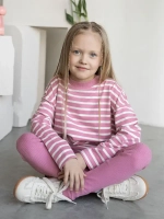 Розовый костюм для девочки в полоску на осень