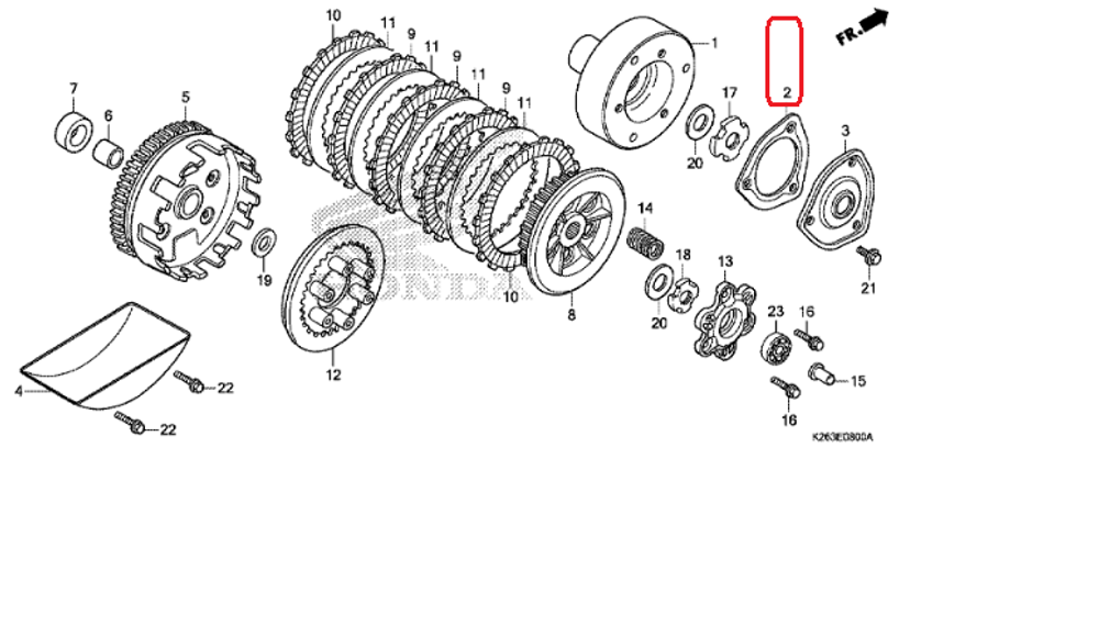 15439-K26-901. GASKET, OIL FILTER COVER. Honda MSX125, Z125 Monkey