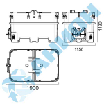 Изотермический контейнер 1200 л для перевозки живой рыбы с пластиковым люком, со сливом g2" Анион 1200 л. горизонтальный (1900x1150x1130см;синий) - арт.559498