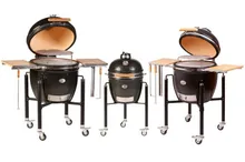 Керамический угольный гриль Monolith LeChef Pro 2.0 Black, 52 см, с ножками и столиками, чёрный