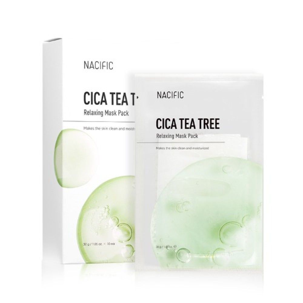 Nacific Cica Tea Tree Relaxing Mask Pack успокаивающая тканевая маска с центеллой и чайным деревом