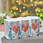 Набор стаканов "Цветочное сердце" 6шт 230мл (высокие)