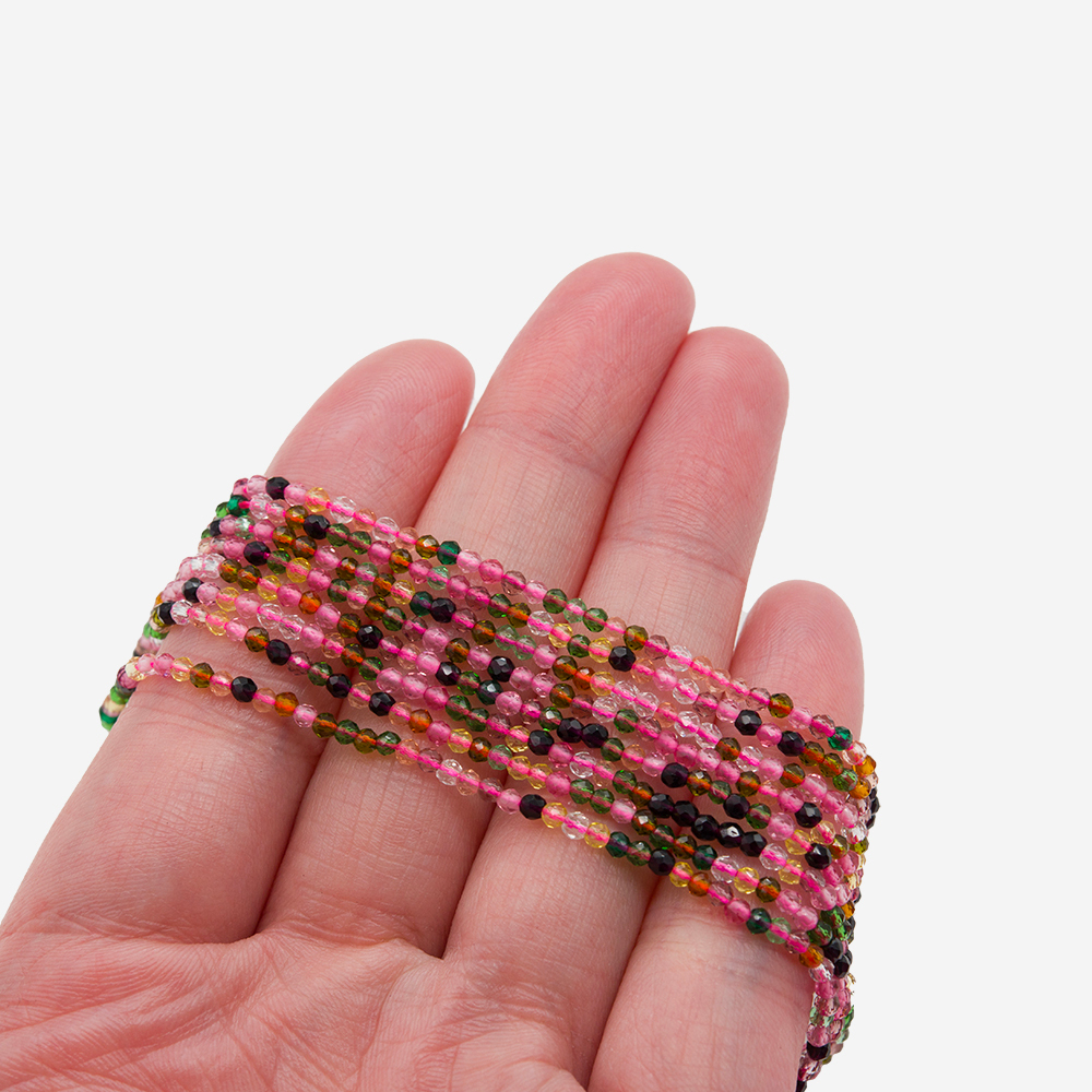 Розовая турмалиновая шпинель синтетическая, 2мм, шар, микроогранка