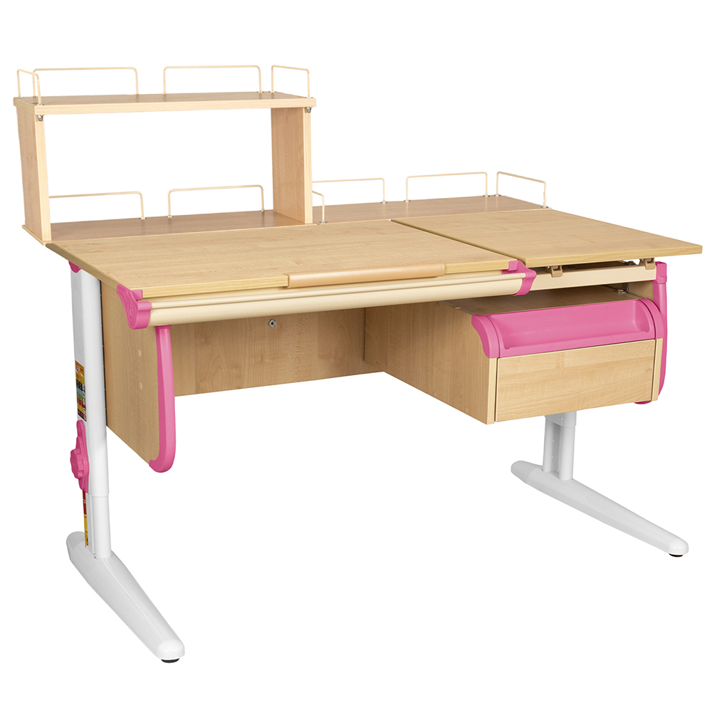 Растущая парта СУТ 25 с задними полками СУТ.15.210 и СУТ.15.240 и навесной тумбой (1200×880 мм)