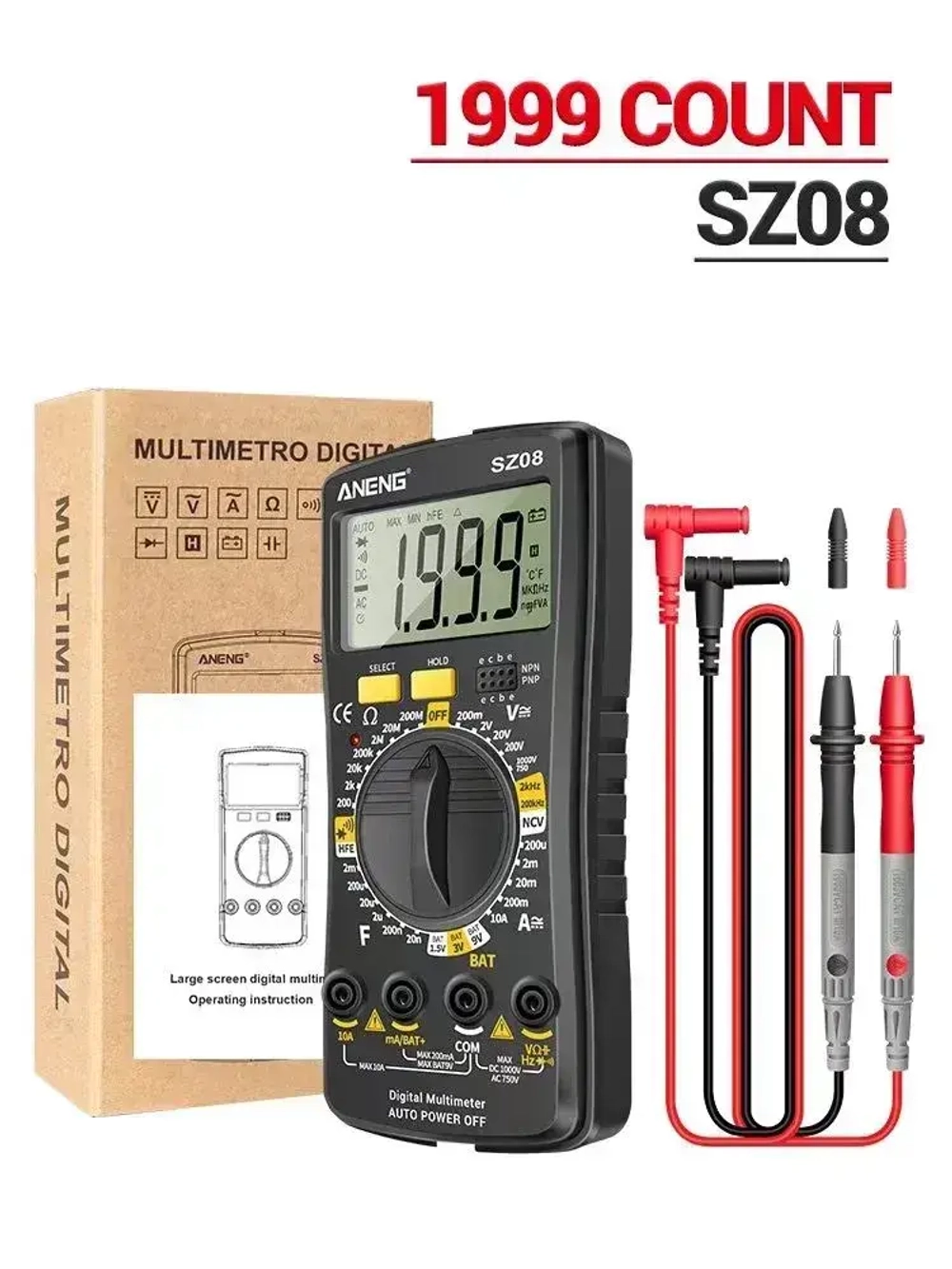 Мультиметр , портативный мультиметр цифровой, для измерения напряжения переменного и постоянного тока