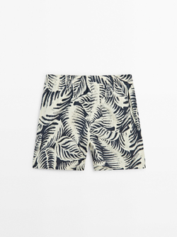 Massimo Dutti Плавки с принтом «Листья», темно-синий