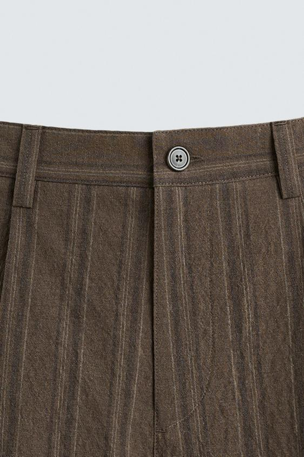 ZARA ШОРТЫ-БЕРМУДЫ REGULAR FIT В ПОЛОСКУ, КОРИЧНЕВЫЙ