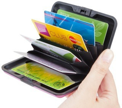 Кейс для кредитных карт (кредитница) металлический из алюминия и пластика Security Credit Card Wallet красный
