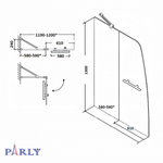 Шторка для ванной PARLY F03BF распашная (130x120)