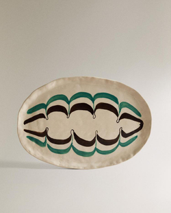 ZARA HOME СЕРВИРОВОЧНОЕ БЛЮДО ИЗ КЕРАМИКИ, ЗЕЛЕНЫЙ