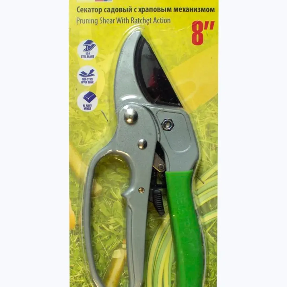 Секатор садовый усиленный с храповым механизмом (L-200мм) WMC TOOLS WMC-TG1301014