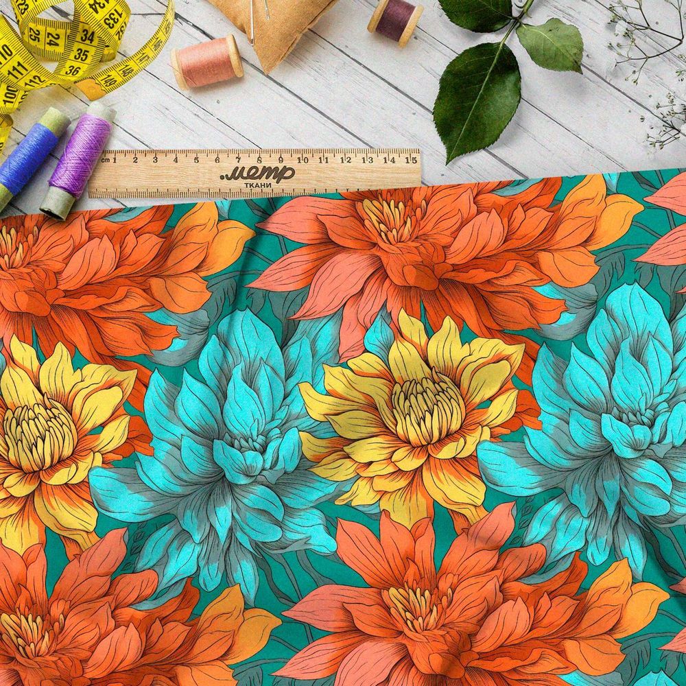 Ткань премиум таффета тайный сад