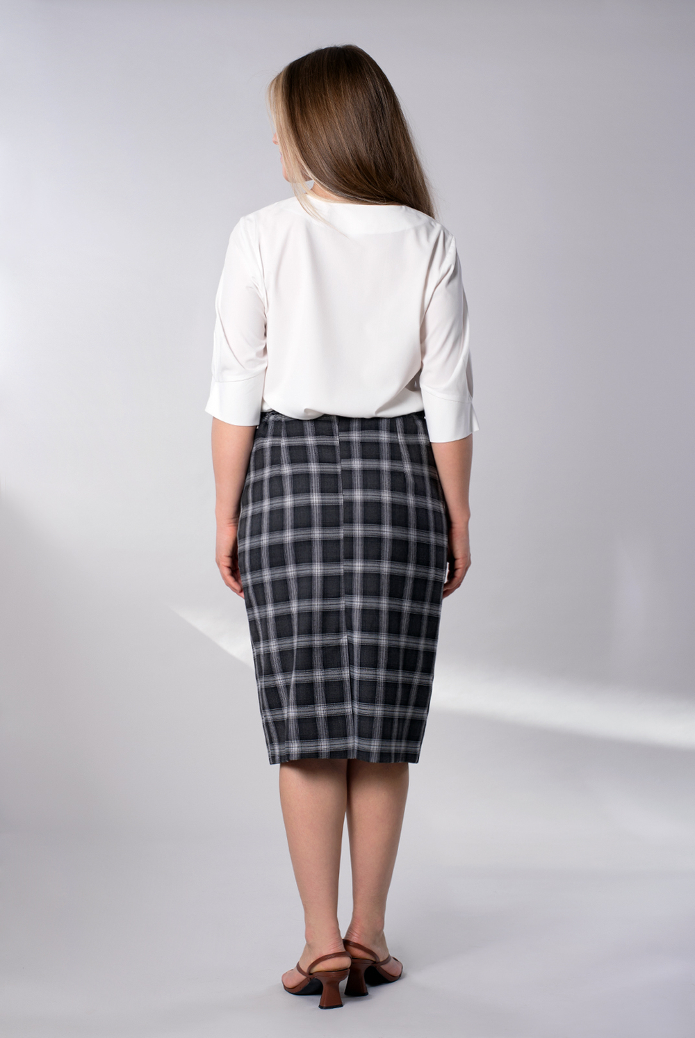 Юбка женская 3228зпа-60, Серая клетка #406СКг013228зпа-60