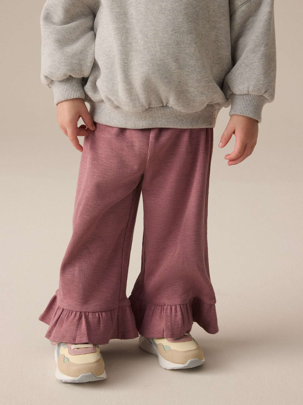 Брюки широкие с рюшами для девочки Next E35-621, Розовый