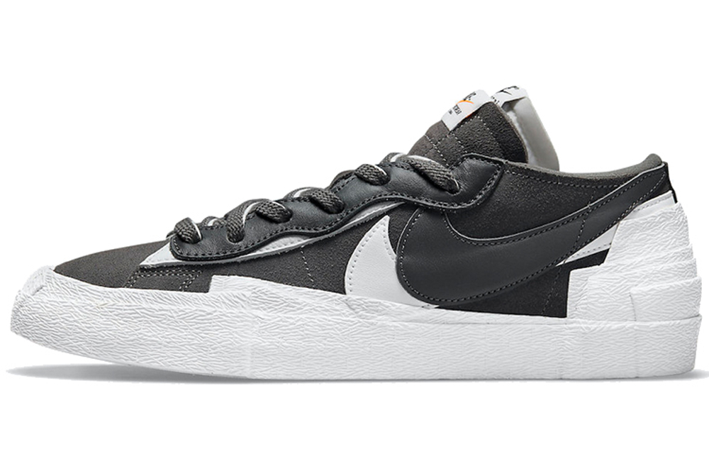 Sacai x Nike Blazer Low Cashew Nuts Twine Lace Vibe Oxidized Old Trend Casual Low Panel Shoes Grey and Blue