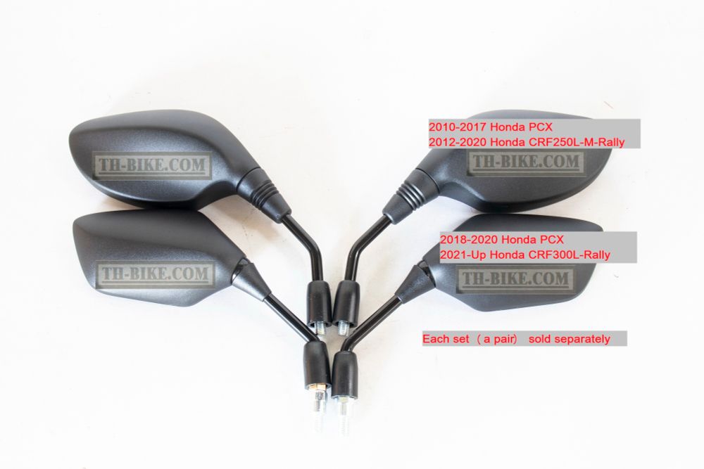 Mirror set assembly for Honda CRF300L-Rally (2021-Up), PCX (2018-Up). Copy, made in Thailand 88210-K1T-E10 88220-K1T-E10, 88210-K97-T00, 88220-K97-T00
