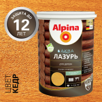 ЛАК АКРИЛОВЫЙ ВОДНО-ДИСП ALPINA АКВАЛАЗУРЬ Д/ДЕРЕВА КЕДР, 0,9Л/0,90КГ