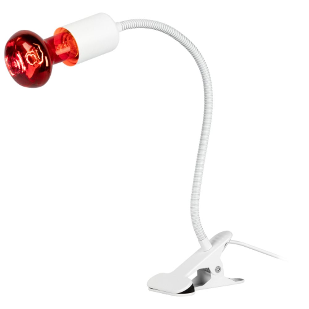 Светильник для террариумов и брудеров ЭРА FITO-E27-FLEX-100W-GR c клипсой для ламп до 100 Вт и гибкой стойкой | Светильники для нагревательных ламп