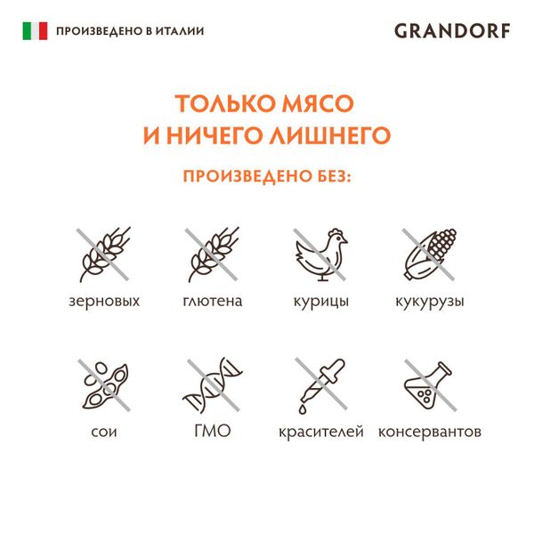 Консервы GRANDORF Dog TurAppRas для собак, паштет из индейки с яблоком и малиной