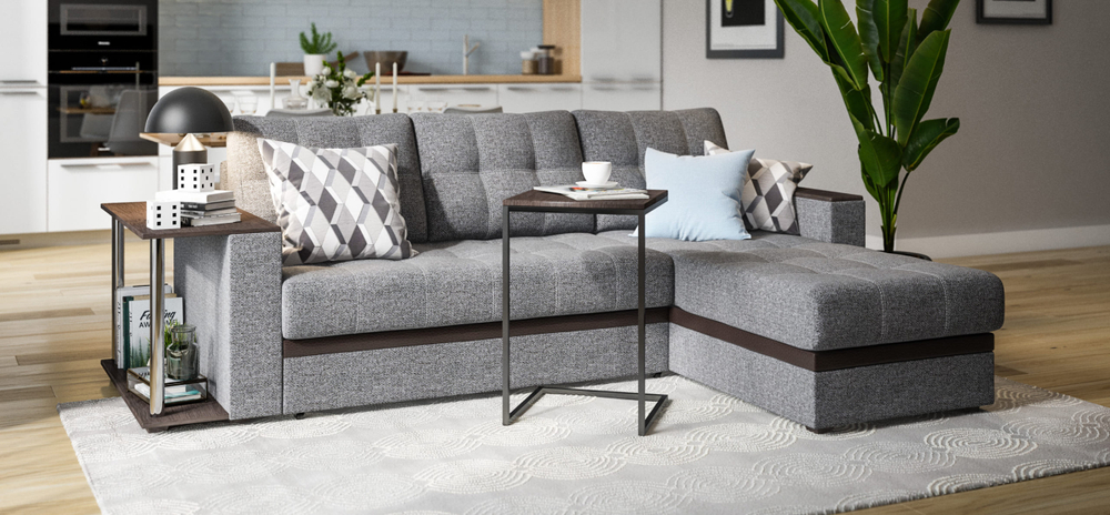 Угловой диван Атланта НПБ Рогожка Мальмо серый