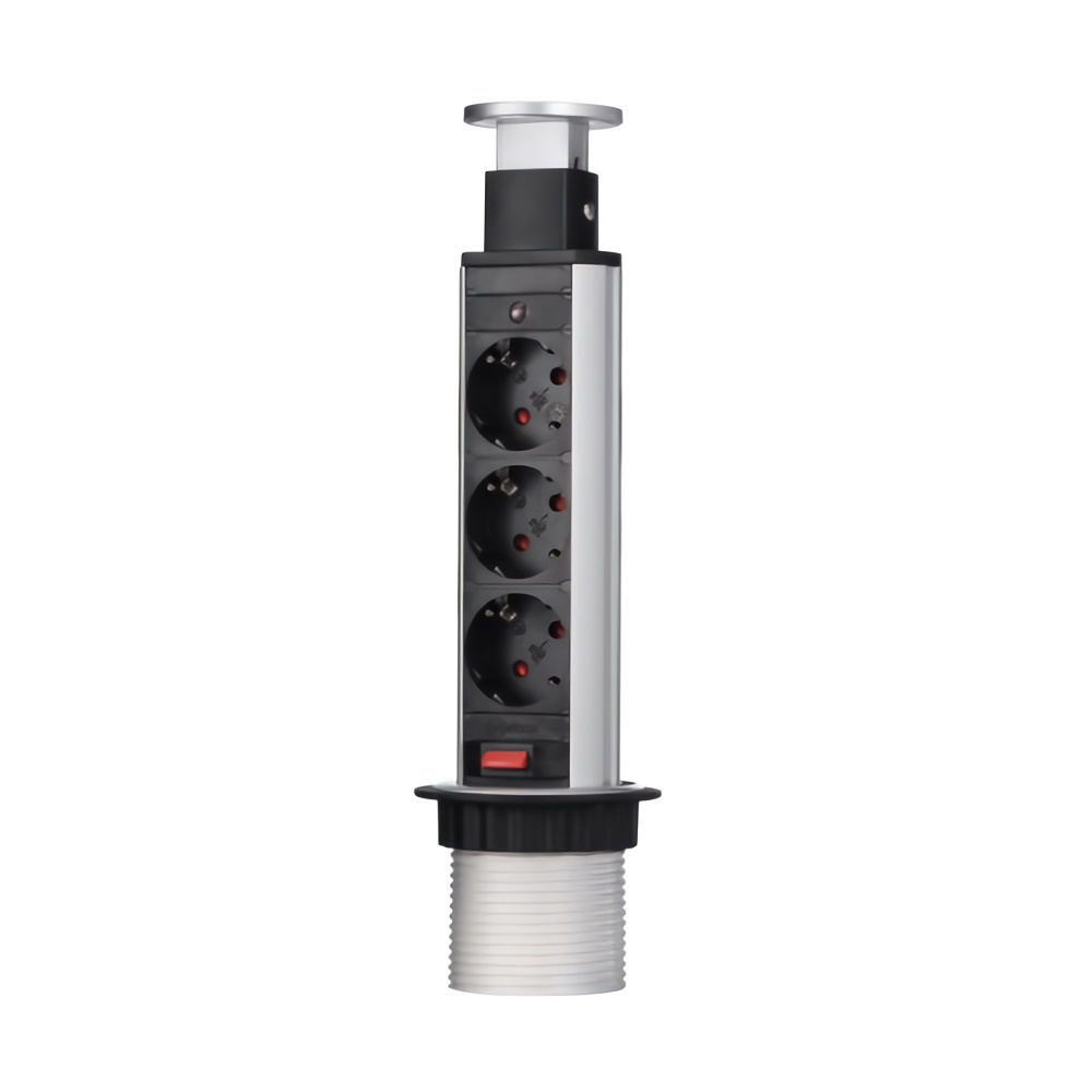 Блок розеток 105S 3 секции Серебро+Черный Механический d=60мм,