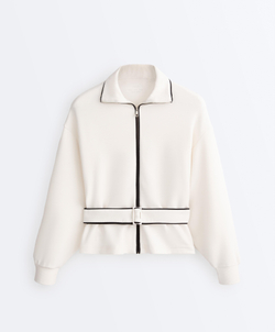 Oysho Куртка с контрастным Piping из мягкого модала, экрю