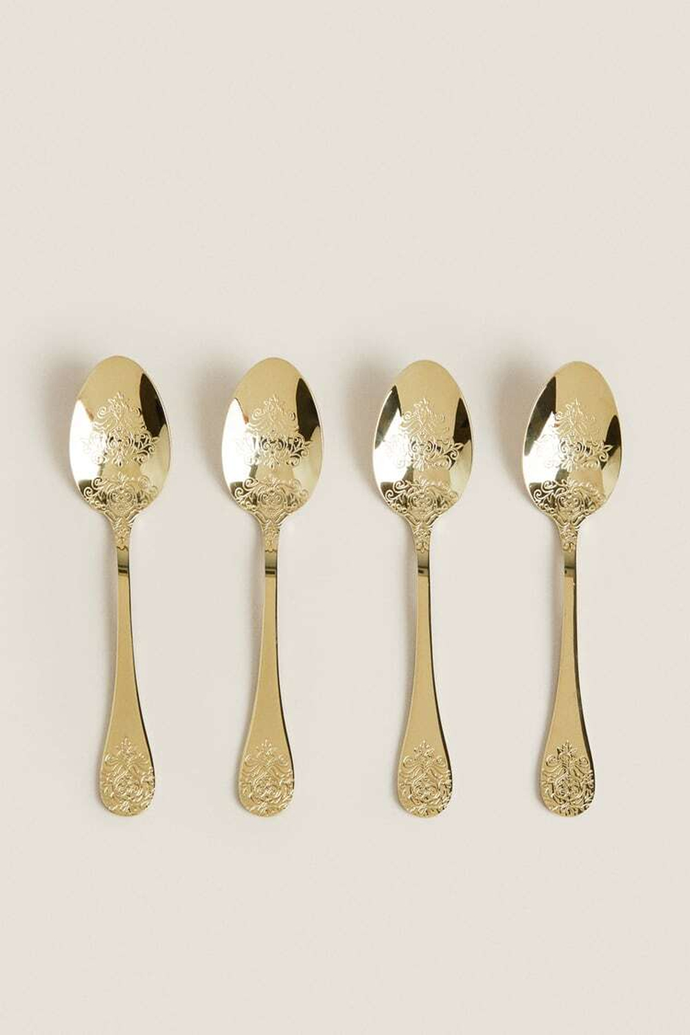ZARA HOME НАБОР ЧАЙНЫХ ЛОЖЕК С РЕЛЬЕФНЫМ УЗОРОМ, ЗОЛОТОЙ