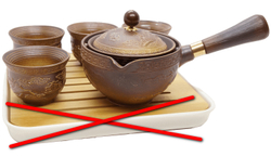 278159.4Y2 УЦЕНКА Сервиз "Летучая гайвань" гайвань,4 пиалы,чабань, керамика коричн.